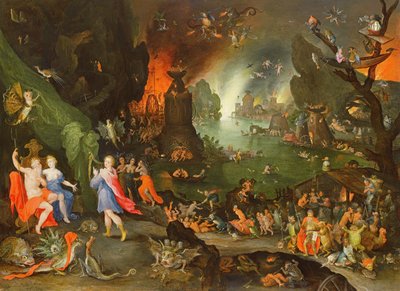 أورفيوس مع عزف القيثارة على بلوتو وبيرسيفون في العالم السفلي بواسطة Jan the Elder Brueghel