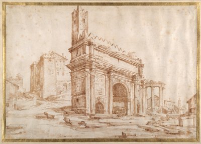 The Arch of Septimus Severus, Rome (pen & ink on paper) بواسطة جان الأكبر بروغل