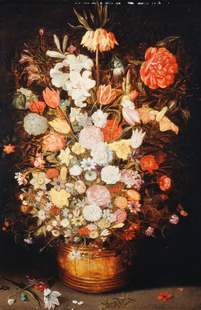 حياة ساكنة من الزهور في حوض خشبي ، c.1630s بواسطة جان بروغيل الأصغر