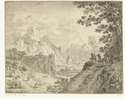 المناظر الطبيعية للنهر مع المسافرين مناظر الراين الطبيعية (عنوان السلسلة) بواسطة هيرمان سافتلفين