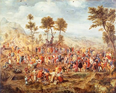 دخول المسيح إلى القدس بواسطة جان فان أمستل (حوالي 1500-1542) ، وسائط مختلطة على الخشب ، حوالي 1540 بواسطة جان فان أمستل