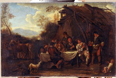 الاجتماع المرح (Merrymeeting). رسم جان ميل (1599-1664). فن الباروك الفلمنكي. زيت على قماش. المتحف الإقليمي الأول كرامسكوي للفنون ، فورونيج (فورونيج ، روسيا). بواسطة جان فان بايك ميل