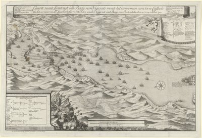 معركة بحرية في خليج فيجو والاستيلاء على الأسطول الفضي الإسباني ، 1702 Carte vande Landingh في خليج فيغوس كجزء من الاستيلاء على اثنين من Casteels والاستيلاء على أسطول الفضة الإسباني الراسخ في الخليج لصالح Redondella den بواسطة ولايات هولندا وغرب فريزلاند