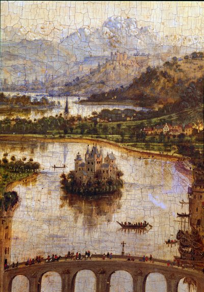 منظر طبيعي "" تفاصيل "" عذراء المستشار رولين "" كان نيكولاس رولين (1376-1461) مستشار بورغندي في عهد فيليب لوبون ومؤسس Hospices de Beaune في عام 1443. رسم جان فان إيك (1390-1441) بواسطة جان فان إيك