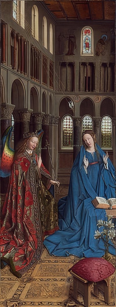 البشارة. حوالي 1434-36 بواسطة جان فان إيك