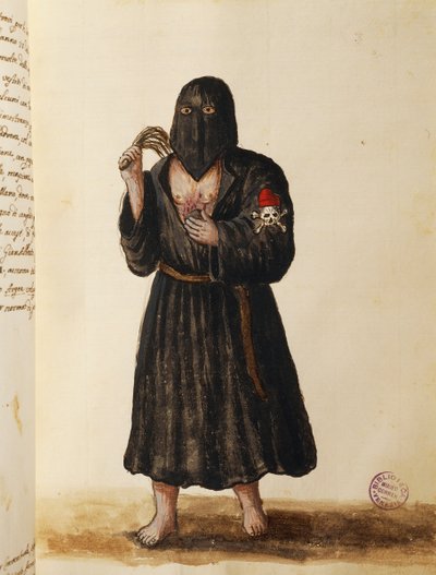 أخوية التائبين ، المصاحبة لجنازة المواطنين المهمين إلى كنيسة القديس مرقس في البندقية ، المجلد الثاني ، ص ٨٩ ، بقلم جيوفاني دي جريفمبروش أو جريفينبروش (١٧٣١-١٨٠٧) بواسطة جان فان جريفينبروك
