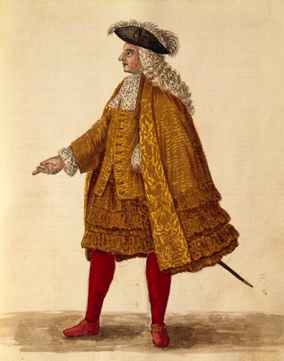 رداء الفارس ، بقلم جان فان جريفينبروك أو جيوفاني جريفمبروش (1731-1807) ، غلي دون دي فينيزياني ، من كتاب مصور للأزياء ، ألوان مائية بواسطة جان فان جريفينبروك