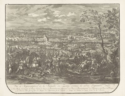 سلاج بيج سينتا ، 1697 عرض وتمثيل معركة زينتا ، تم تقديمه في 11 سبتمبر 1697 (العنوان على الكائن) بواسطة جان فان هوشتنبرج