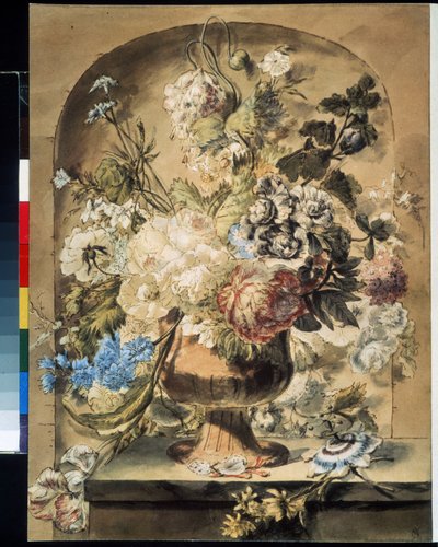 "" لا تزال الحياة مع الزهور "" لوحة مائية بقلم جان فان أوس (1744-1808) متحف بوشكين في القرن الثامن عشر ، موسكو بواسطة جان فان أوس