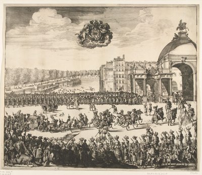 دخول الملك ويليام الثالث إلى لاهاي ، 1691 على Blyde ، مرغوب فيه بشدة ، وأول Konincklijcke Inhalingh من William III ، ملك إنجلترا واسكتلندا ، Vranckryck و Yerlandt ، & c. داخل لاهاي في 5 فبراير ، في den Jaere 1691 (العنوان على بواسطة جان فان فيانين