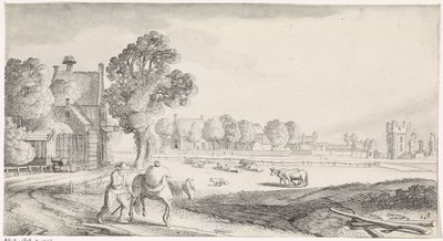 مزارع مع حصان على طريق ريفي مناظر Playsante والوجوه المسلية (عنوان المسلسل) بواسطة جان فان دي فيلدي (الثاني)