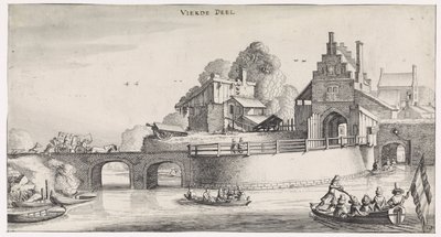 بوابة المدينة مع جسر فوق الماء مناظر Playsante والوجوه المسلية (عنوان المسلسل) بواسطة جان فان دي فيلدي (الثاني)