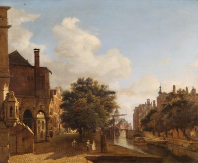 خيال معماري ، مع قاعة المدينة القديمة ، أمستردام حوالي 1667-72 (زيت على لوح من خشب البلوط) بواسطة جان فان دير هايدن