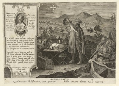 Amerigo Vespucci اكتشاف الصليب الجنوبي باستخدام الإسطرلاب ، الحانة. 1600. بواسطة جان فان دير سترايت