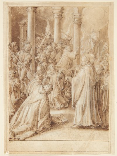 تاريخ S. Giovanni Alberti Fiorentino. قام الجنود الذين أرسلهم أسقف فلورنسا بمهاجمة الدير حيث يعتقدون أن جيوفاني البرتي (؟) بواسطة جان فان دير سترايت