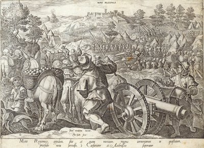معركة مونس ريجيونس ، لوحة من "تاريخ ميديشي" ، نقشها فيليب جالي (1537-1612) ، c.1583 بواسطة جان فان دير سترايت