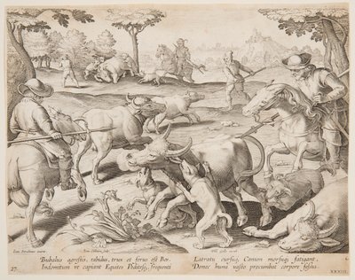 Buffalo Hunt ، اللوحة 27 في سلسلة Hunts of Game والطيور والأسماك بواسطة فيليبس جالي