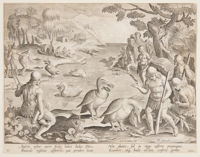 الهنود يصطادون الأسماك بمساعدة البجع ، اللوحة 23 في سلسلة Game of Game والطيور والأسماك بواسطة Karel van Mallery