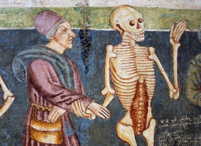 كنيسة Hrastovlje المحصنة ، كنيسة الثالوث ، الطبيب المرافق للموت ، رقصة الموت (1490) ، تفاصيل من اللوحات الجدارية بواسطة Janez Iz Kastva ، سلوفينيا بواسطة جانيز كاستاف