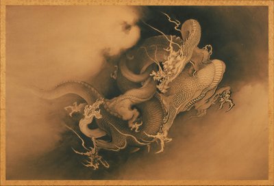 اثنين من التنين في الغيوم بواسطة اليابانية Kanō Hōgai