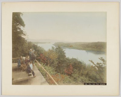 Biwa Lake from Ishiyama, Shiga Prefecture, Japan (hand-coloured b/w photo) بواسطة مصور ياباني