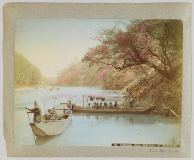 Chiborino-Fuchi (Deep Pool) في Arashiyama ، اليابان (صورة بلون أبيض وأسود ملونة يدويًا) بواسطة مصور ياباني