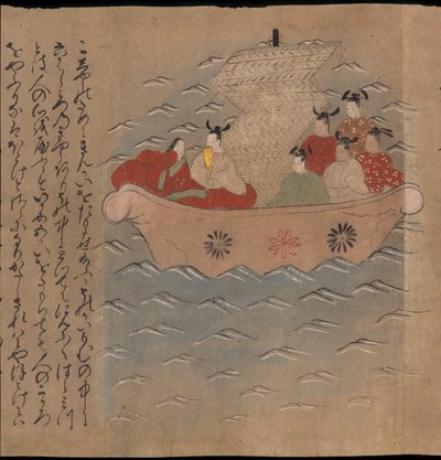 مبعوثون صينيون في قارب ، رسم توضيحي من "تايشوكان" (حبر ولون على ورق) بواسطة المدرسة اليابانية