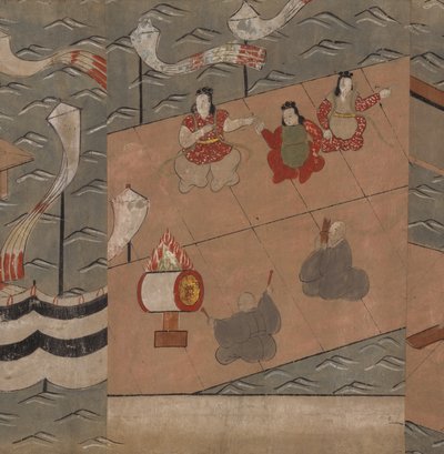 موسيقيون صينيون ، رسم توضيحي من "تايشوكان" (حبر ولون على ورق) بواسطة المدرسة اليابانية