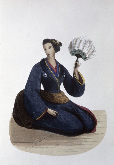 سيدة يابانية، 1860 (نقش) بواسطة المدرسة اليابانية