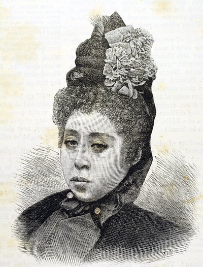عصر ميجي. أميرة اليابان كوماتسو. رسم توضيحي لعام 1887 (نقش) بواسطة المدرسة اليابانية