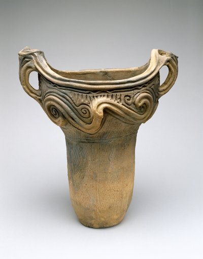 قدر مع تصميم Whorl ، c.7500-300 قبل الميلاد (طين خزفي منخفض الحرق) بواسطة المدرسة اليابانية