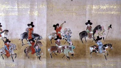 السفارة الكورية السادسة في اليابان في ميريكي 1 في وقت خلافة توكوغاوا ليتسونا في عام 1651 ، ربما بواسطة كانو ماسونوبو (1625-1694) (لوحة التمرير) (التفاصيل) بواسطة المدرسة اليابانية