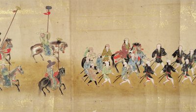 السفارة الكورية السادسة في اليابان في ميريكي 1 في وقت خلافة توكوغاوا إيتسوناس في عام 1651 ، ربما بواسطة كانو ماسونوبو (1625-1694) (لوحة التمرير) (التفاصيل) بواسطة المدرسة اليابانية