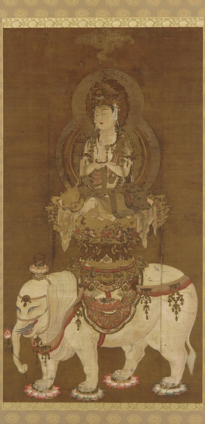 The Bodhisattva - Fugen (Fugen Bosatsu) Heian Period (حبر ، ذهب وفضة على الحرير) بواسطة المدرسة اليابانية