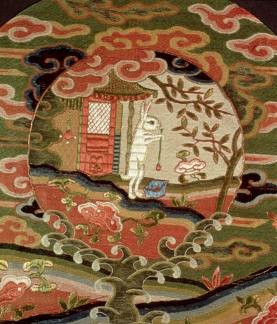 السلحفاة والأرنب البري (1600-1868) (التطريز الحريري) (التفاصيل) بواسطة المدرسة اليابانية