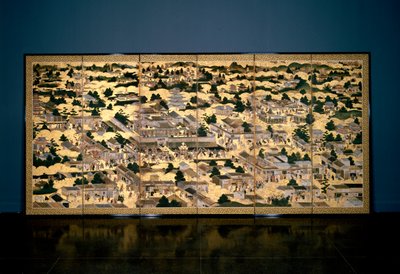 آراء في وحول كيوتو ، فترة إيدو ، c1616-24 (حبر ، لون وأوراق ذهبية على ورق) بواسطة المدرسة اليابانية