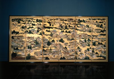 آراء في وحول كيوتو ، فترة إيدو ، c1616-24 (حبر ، لون وأوراق ذهبية على ورق) بواسطة المدرسة اليابانية
