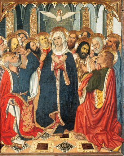 جدول العنصرة. من مذبح كونستابل البرتغال (1464-1465). الطلاء على الخشب. بقلم جاومي هوغيت (1414-1492). القرن الخامس عشر (الرسم على الخشب) بواسطة جاومي هوجيت