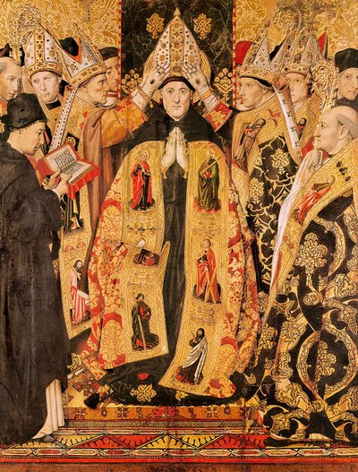 "" تكريس القديس أوغسطينوس "" مذبح القديس أوغسطين. Detrempe على الخشب لجومي هوغيت (1415-1492). 1466-1475. من كنيسة القديس أوغسطين في برشلونة. بواسطة جاومي هوجيت