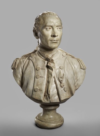صورة تمثال نصفي لجون بول جونز ، على غرار 1780 ، يلقي 1787-89 (جص مع طلاء الطين) بواسطة جان انطوان هدون