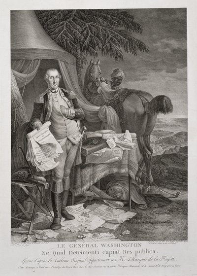 الجنرال واشنطن ، لا ضرر يأتي من التشيك نقشها نويل لو مير (1724-1801) ، ج. 1785 (نقش) بواسطة جان بابتيست (بعد) لو باون
