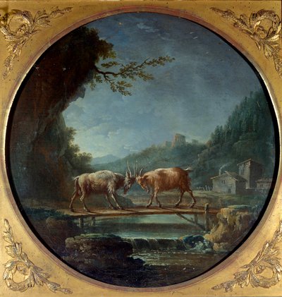 كلا الماعز. رسم توضيحي للحكاية التي كتبها جان دي لافونتين. لوحة جان بابتيست كلودو (1733-1805) بواسطة جان بابتيست كلودو