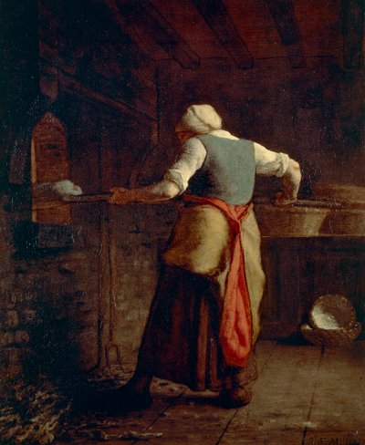 امرأة تخبز الخبز (مطبخ نسائي الألم) ، لجان فرانسوا ميليت (1814-1875) ، 55x46 سم. بواسطة جان فرانسوا ميلت