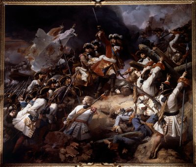 معركة دينين في 24 يوليو 1712 انتصر فيها ماريشال دي فيلار على الأمير يوجين من سافوي. رسم جان ألوكس ديت لو رومان (1786-1864) 1839 صن. 4،65 × 5،43 م بواسطة جان الو