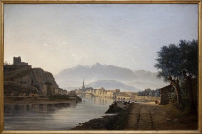 منظر لغرونوبل مأخوذ من Quai de la Graille ، لوحة زيتية لجين أتشارد (1807-1884) صنعت عام 1837. التصوير الفوتوغرافي ، كيم يونغتاي ، غرونوبل ، متحف غرونوبل. بواسطة جان أليكسيس أتشارد
