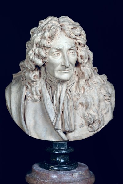تمثال نصفي جان دي لافونتين (1621-1695) 1692 (طين) بواسطة جان انطوان هدون