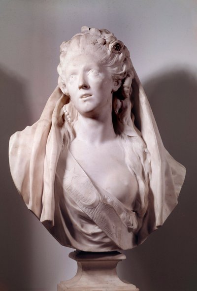 تمثال نصفي للمغنية صوفي أرنولد (1740-1802) ممثلة في دور نحت إيفيجني بواسطة جان أنطوان هودون (1741-1828) 1775 باريس ، متحف اللوفر بواسطة جان انطوان هدون