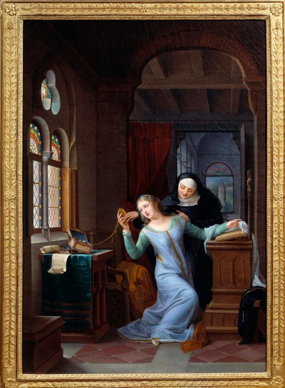 Heloise (1101-1164) احتضان الحياة الرهبانية. تاريخ Heloise و Abelard ، الزوجان الأسطوريان. رسم جان أنطوان لوران (1763-1832) القرن التاسع عشر. 0،84x0،58 م مالميزون ، متحف القصر بواسطة جان أنطوان لوران