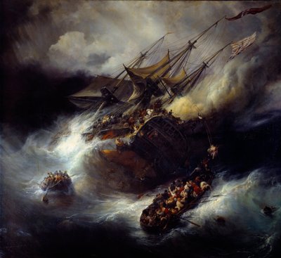 حريق كينت غرق قارب (1800). لوحة لثيودور جودين (1802-1880) بواسطة جان أنطوان ثيودور جودين