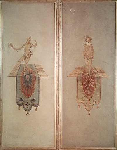 Pierrot (يمين) و Fou (يسار) بواسطة جان أنطوان واتو